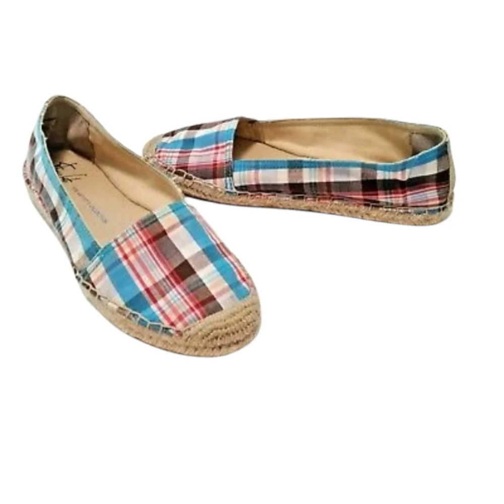 Franco Sarto Womens Espadrille Plaid Canvas Fabric Size ‎ 6.5 M